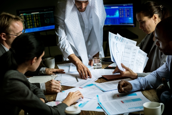 Consultants reviewing audit reports